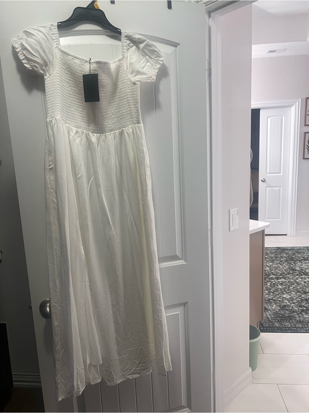 Women’s White Smocked Bodice Dress